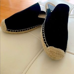 Tory Burch Women's Black Velvet Logo Espadrilles 9